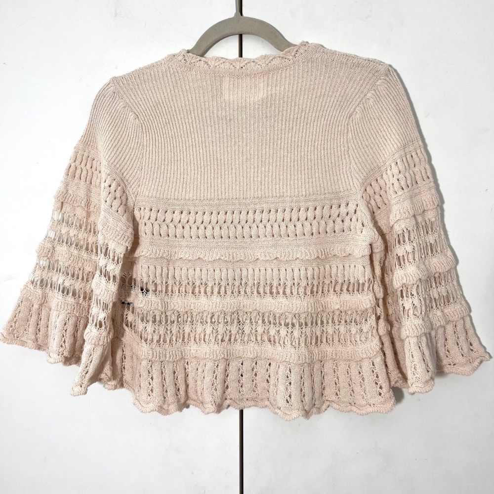 Isabel Marant Etoile Frizy Top Size 36 Beige Cotton Crochet Pointelle Knit Boho - Picture 3 of 7